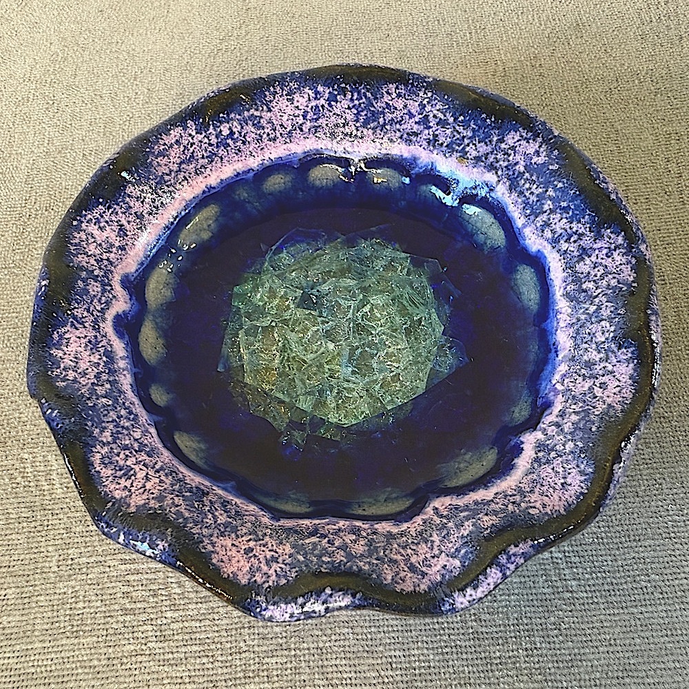 Trinket Dish - Fused Glass Art Pottery Purple/Blue Dish - USA, Down To Earth - Picture 16 of 16